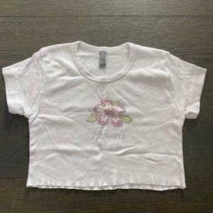 Hawaii Rhinestone Cropped Tee
